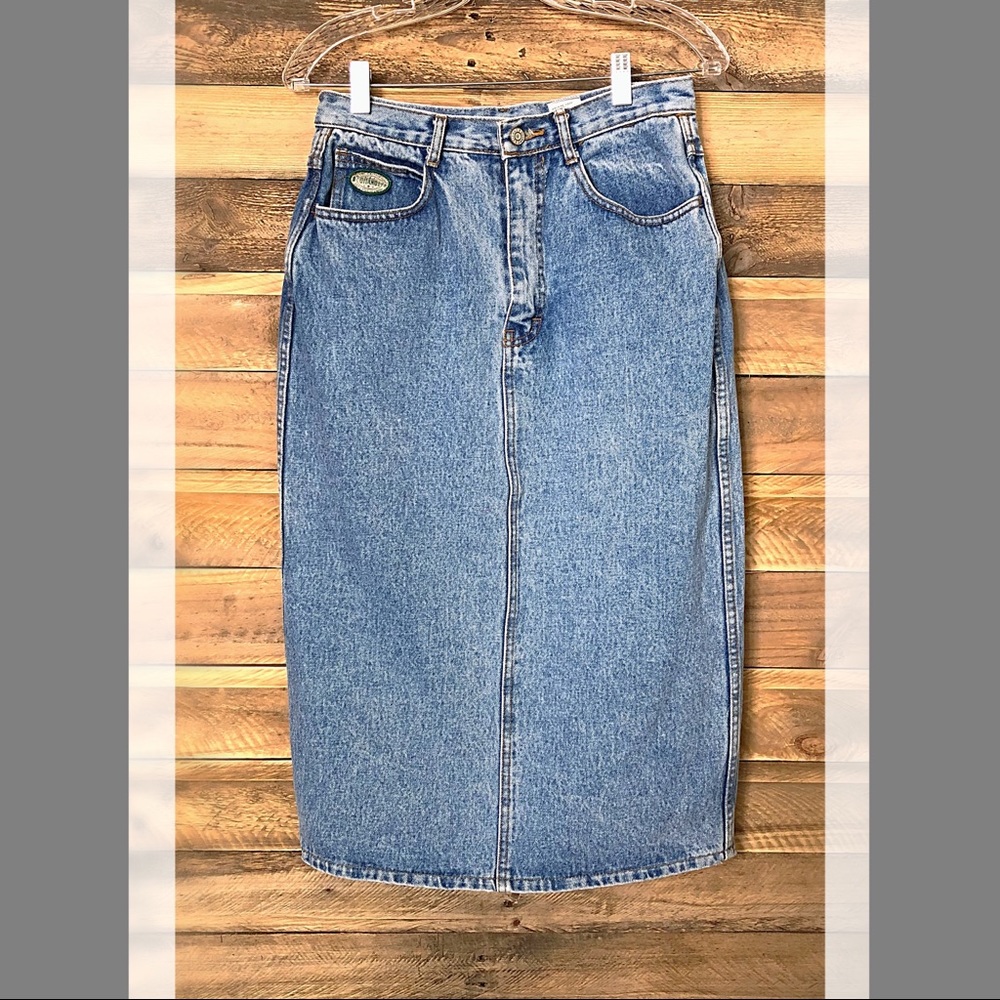 Gitano vintage denim pencil skirt with patches